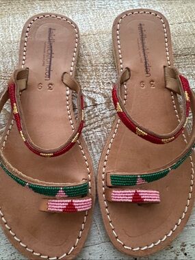 Laidback London beaded Diani sandals. Size 39